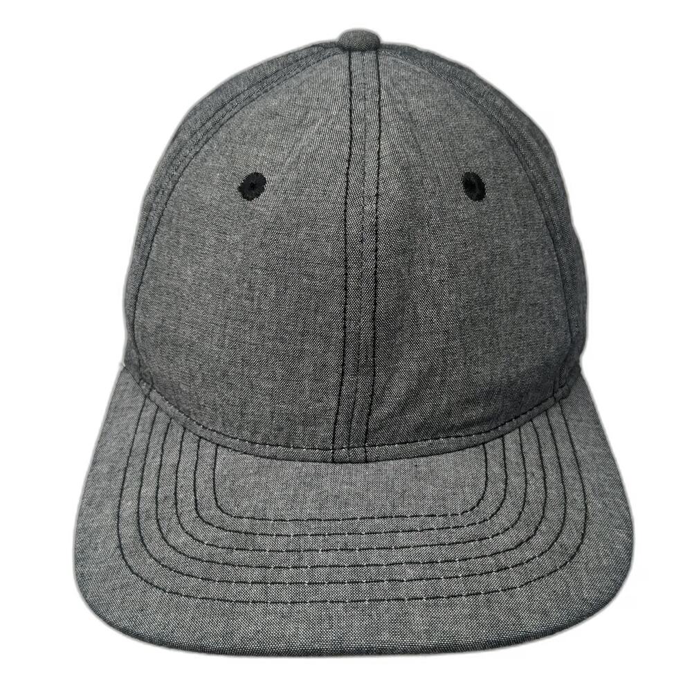 Dalix Snapback Gray One Size Heathered Denim Look Contrast Stitching hat